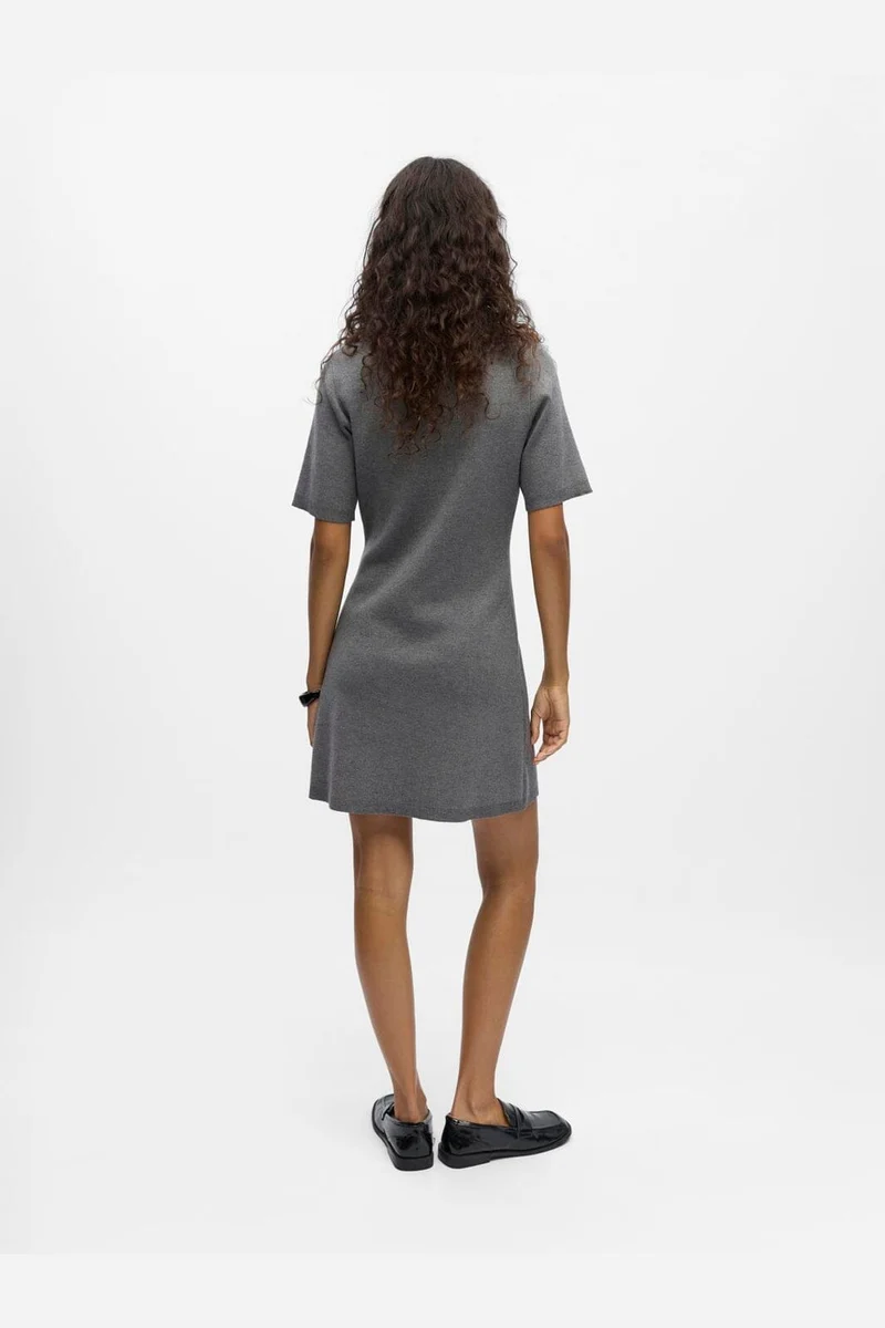 Object - Objreynard S/S Knit Re Dress - 4979977 Medium Grey Melange Mop