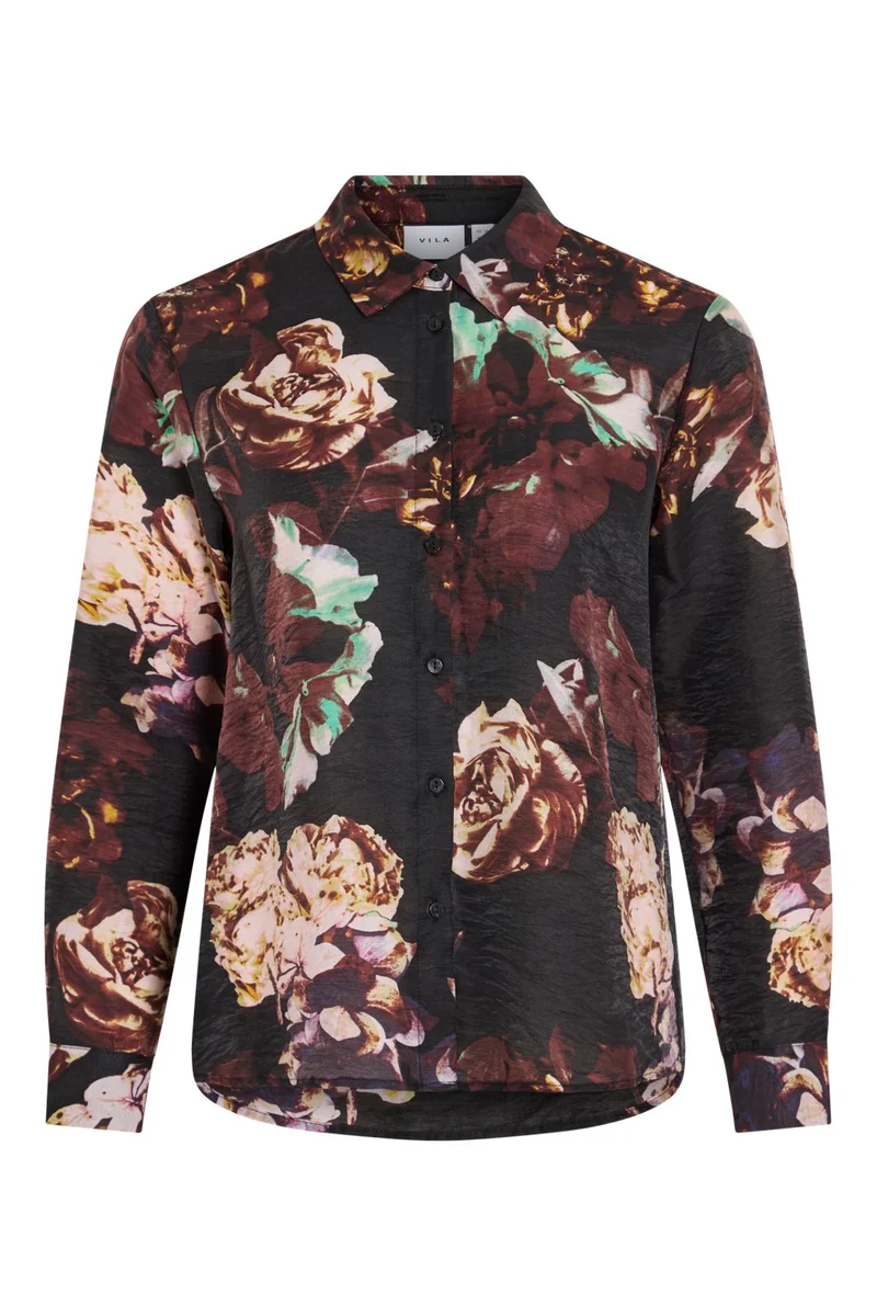Vila - Virosanna Rosi L/S Loose Shirt - 4866405 Black Beauty Rosi