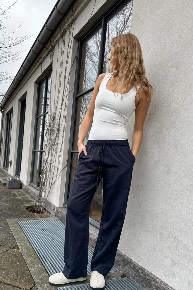 Neo Noir - Sonar Linen Pants - Navy