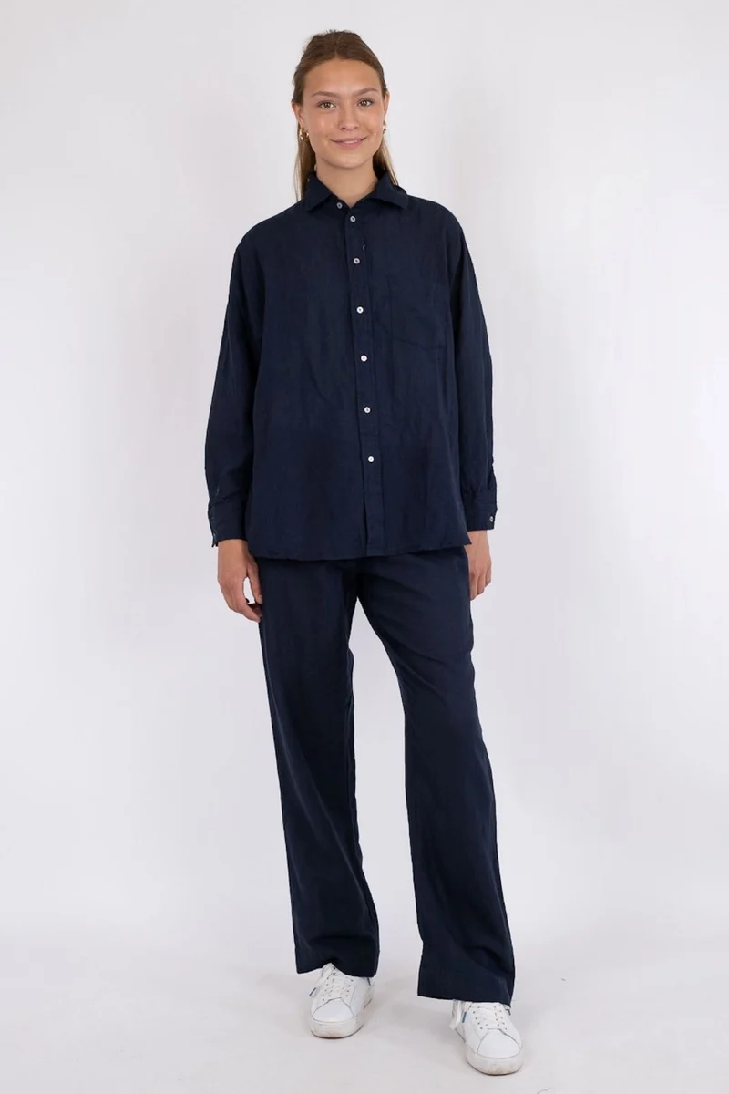 Neo Noir - Sonar Linen Pants - Navy