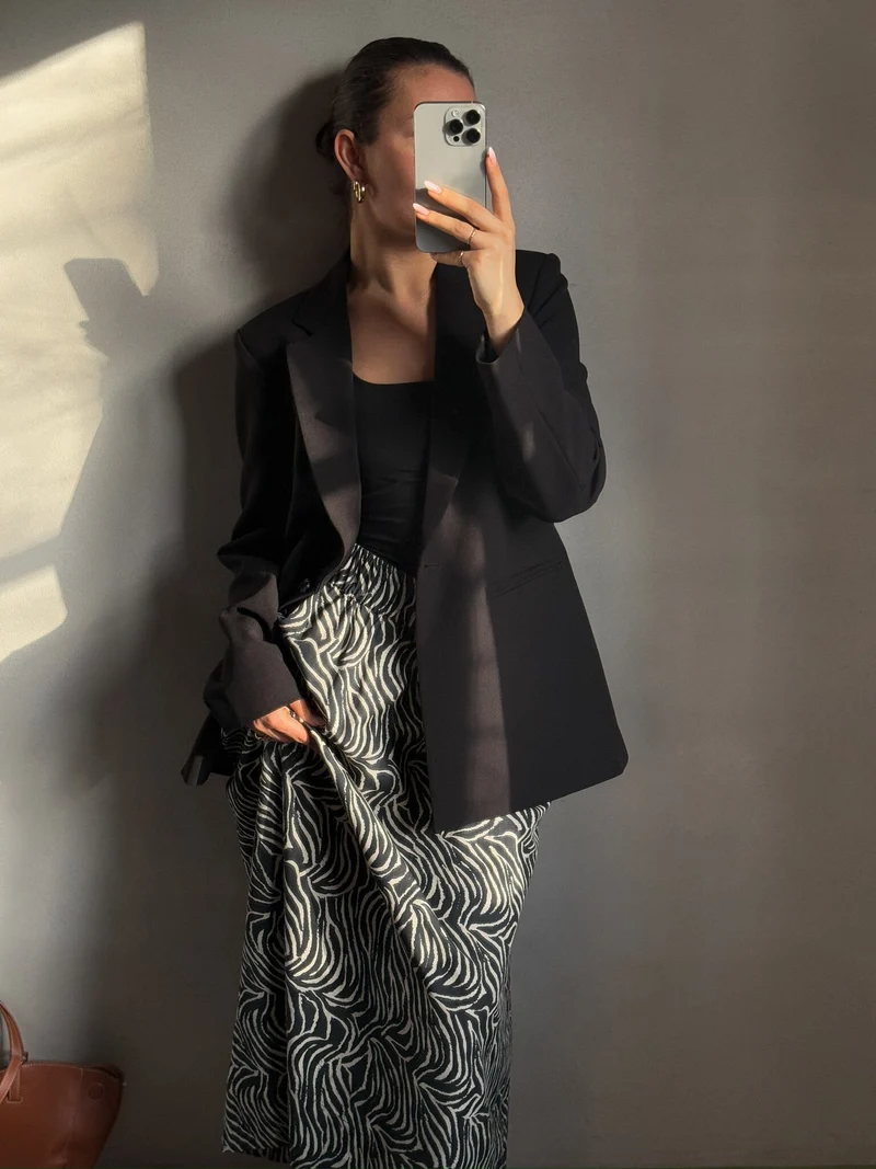 Neo Noir - Yara Zebra Long Skirt 164709 - 100 - Black