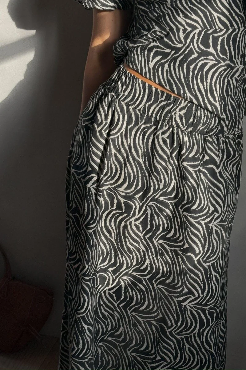 Neo Noir - Yara Zebra Long Skirt 164709 - 100 - Black