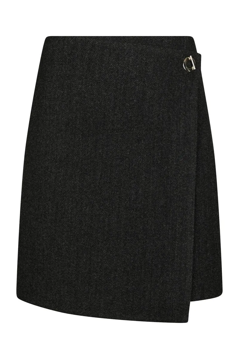 Neo Noir - Marisi Herringbone Skirt 165687 - 104 - Dark Grey