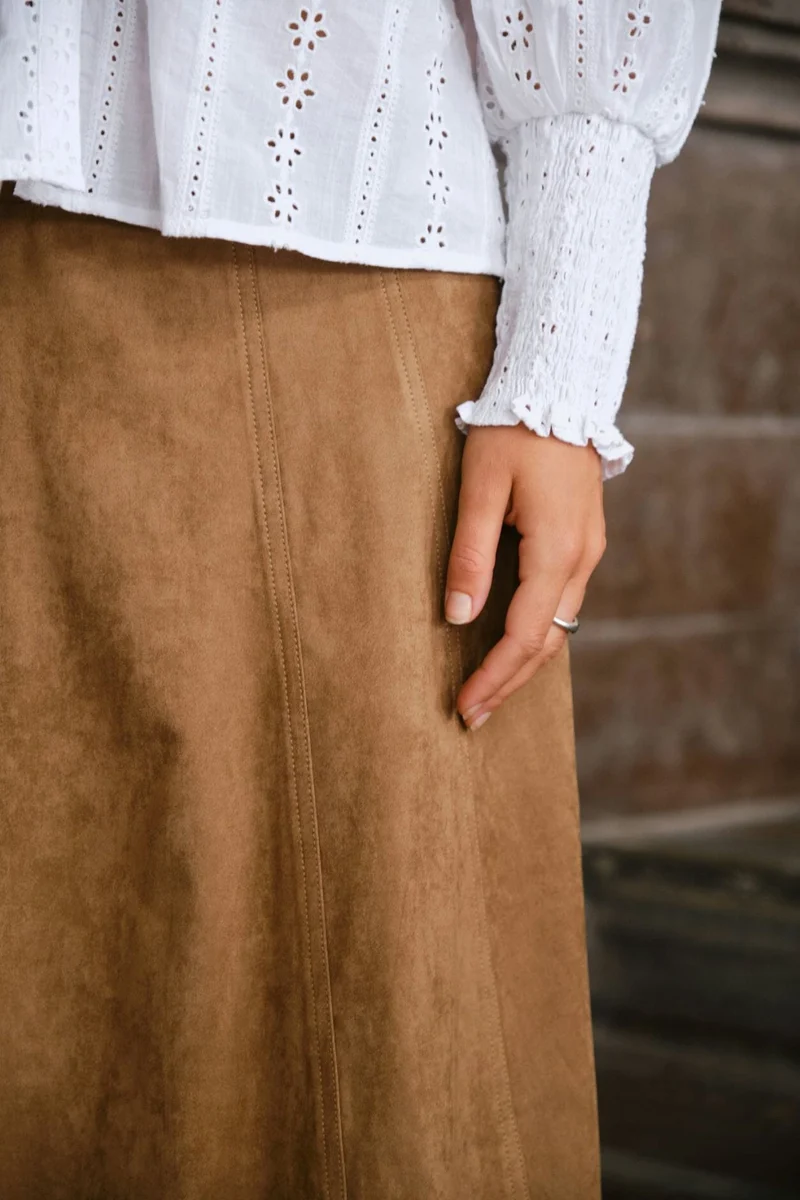 Neo Noir - Raya Faux Suede Skirt 166255 - 604 - Cognac