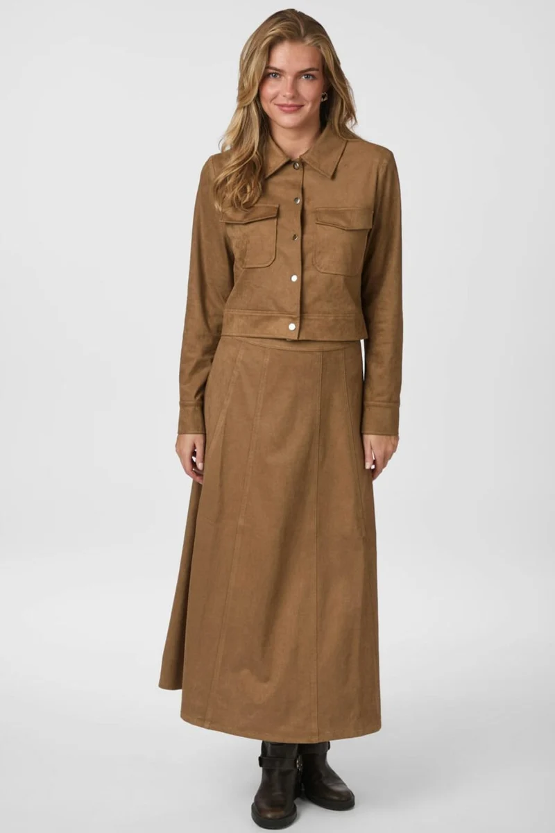 Neo Noir - Raya Faux Suede Skirt 166255 - 604 - Cognac