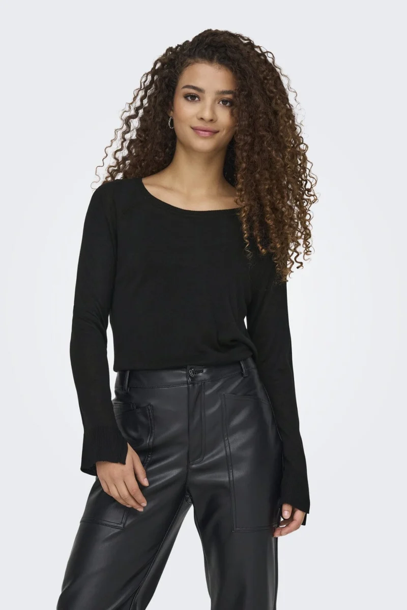 Only - Onlvienna Ls O-Neck Knt - 4727292 Black