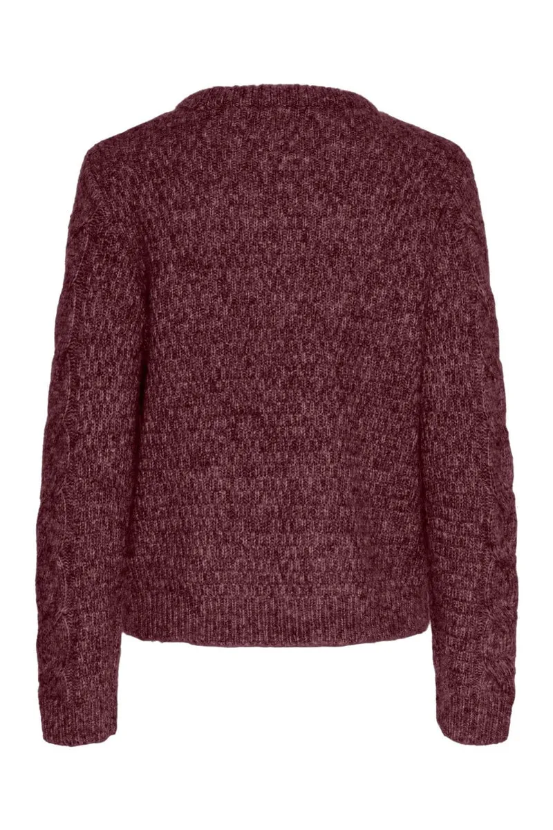 Pieces - Pcnina Ls O-Neck Knit - 4864785 Tawny Port