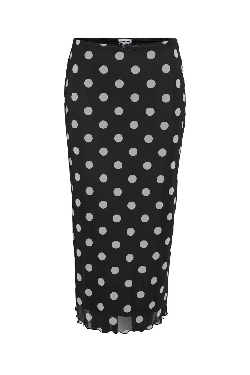 Noisy May - Nmlucia Nw Mesh Maxi Skirt Fwd - 5021370 Black Big Polka