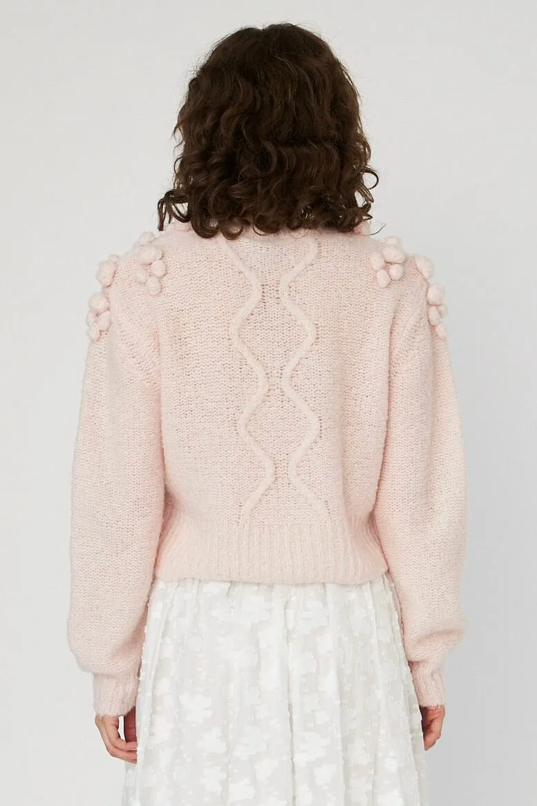 Stella Nova - Cable Knit With Bobblestw54-3294 - 558 Pale Pink