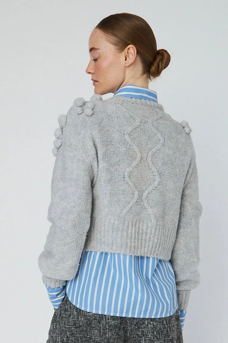 Stella Nova - Cable Knit With Bobblestw54-3294 - 912 Light Grey Mélange