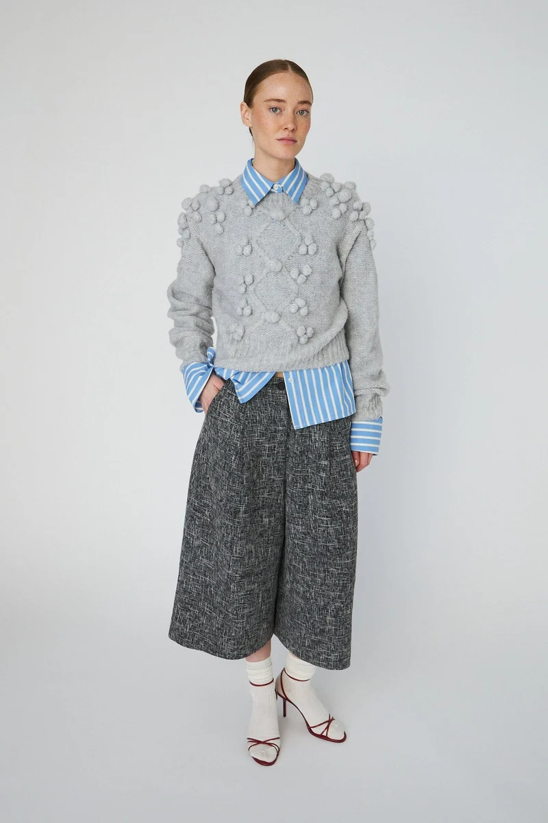Stella Nova - Cable Knit With Bobblestw54-3294 - 912 Light Grey Mélange