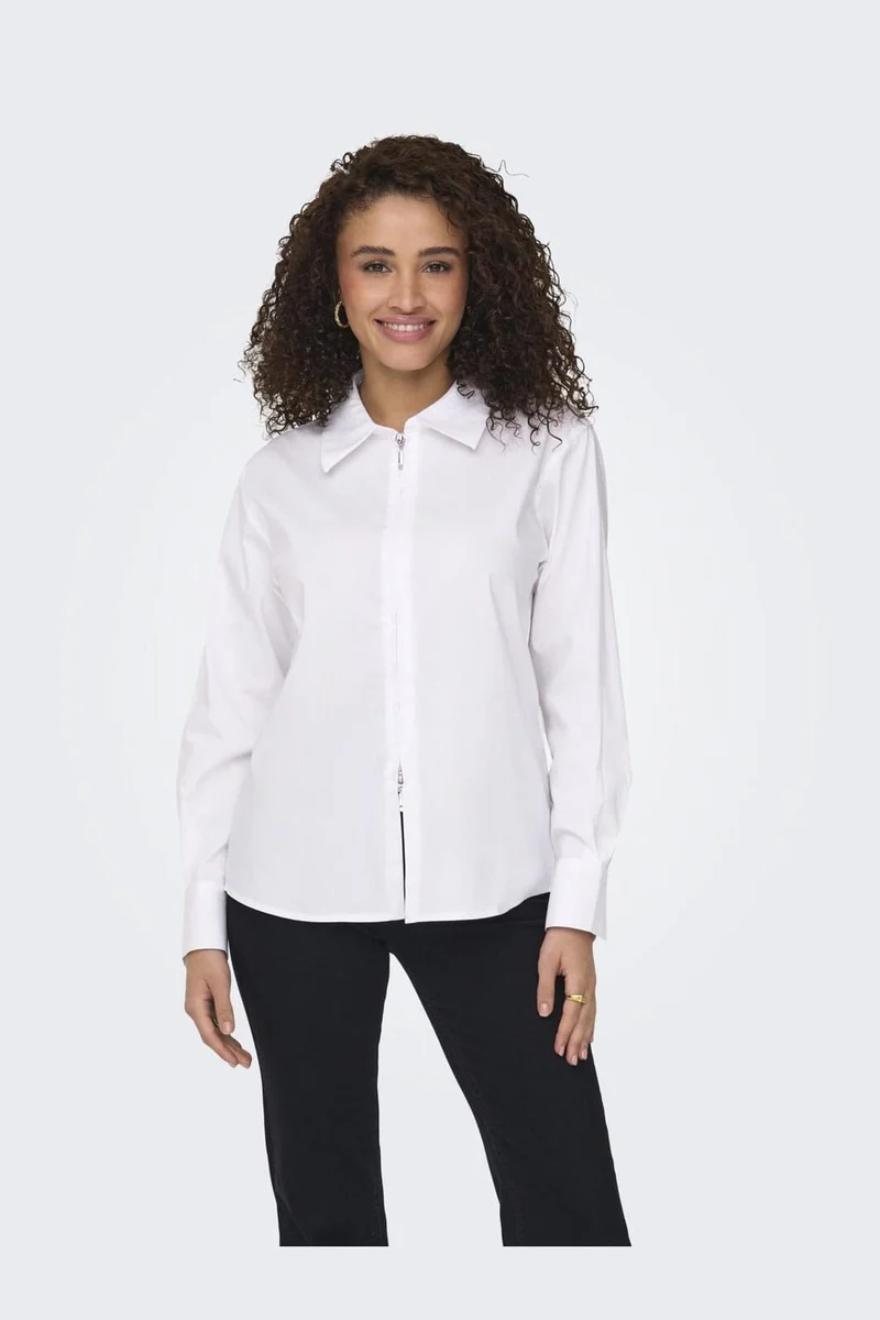 JDY - Jdymio L/S Zip Shirt - 4858745 White