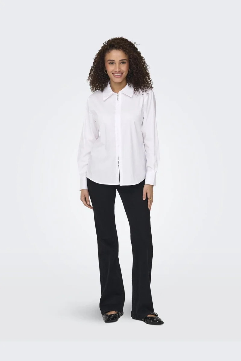 JDY - Jdymio L/S Zip Shirt - 4858745 White