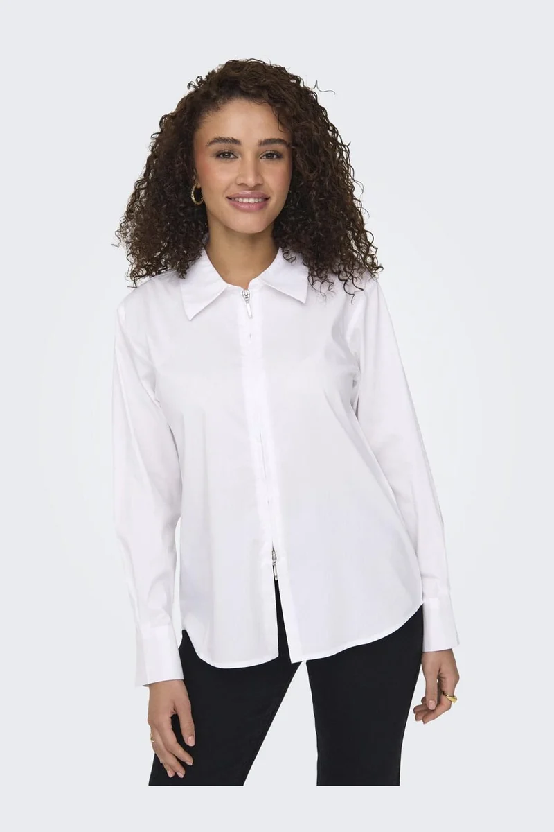 JDY - Jdymio L/S Zip Shirt - 4858745 White