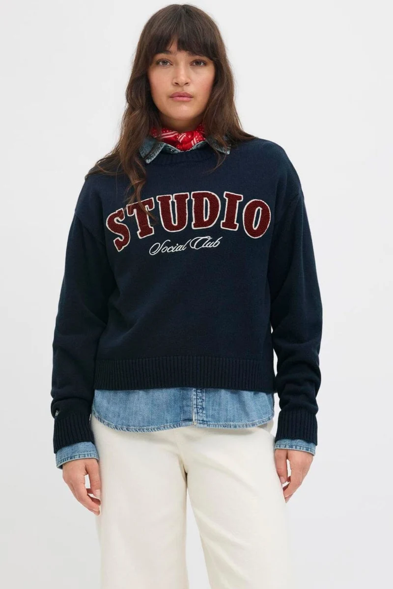 Jjxx - Jxbrook Crew Neck Knit - 4842271 Maritime Blue /Studio