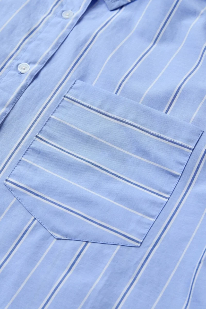 H2O - Rønne Essential Pajamas Shirt L/S 101018-2 - 7046 - Light Blue/White/Blue