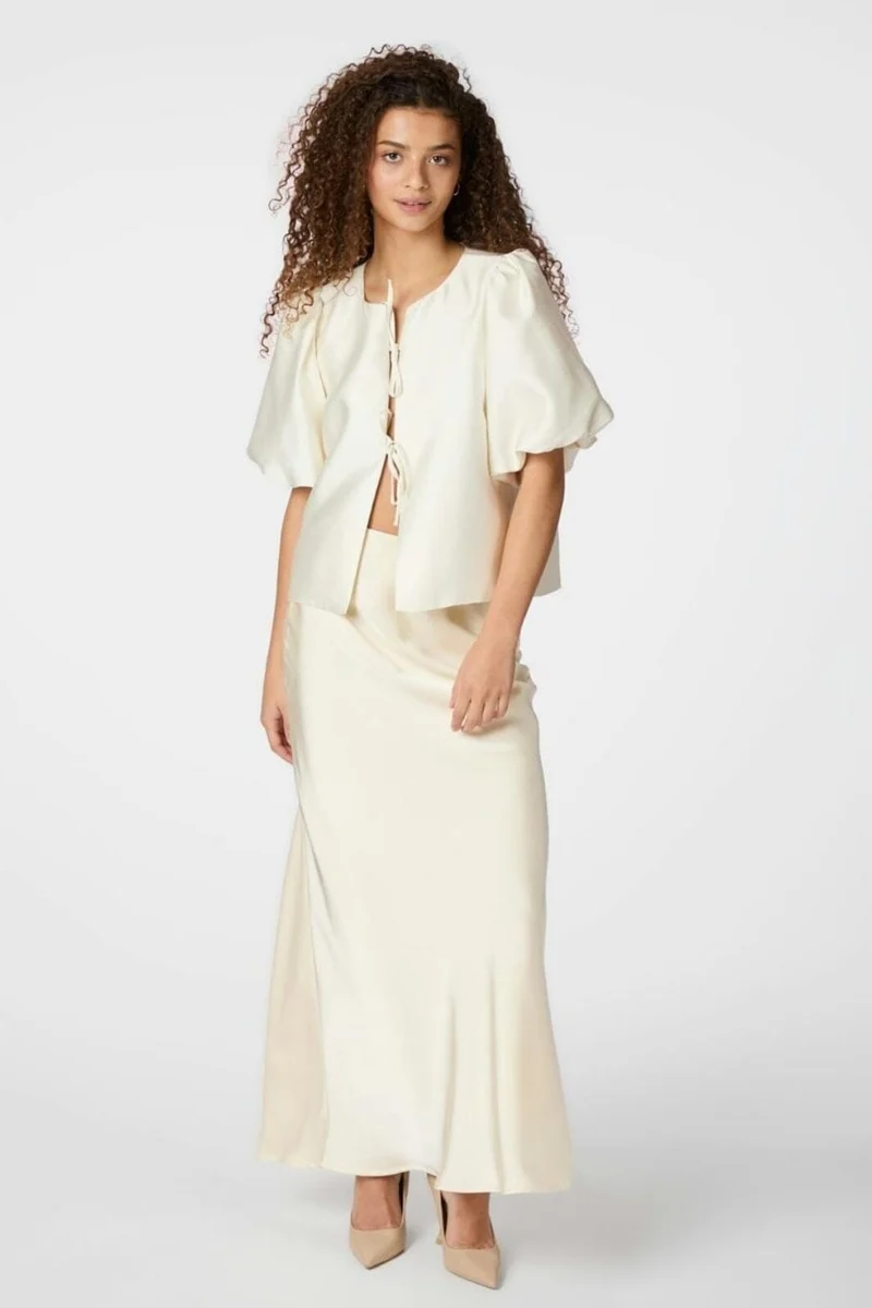 Neo Noir - Viso Heavy Sateen Skirt 165067 - 621 - Pearl