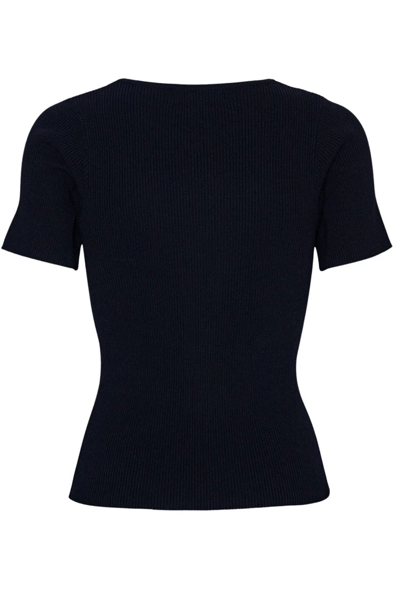 A-View - Rib Knit Short Sleeve Top - 999 Black