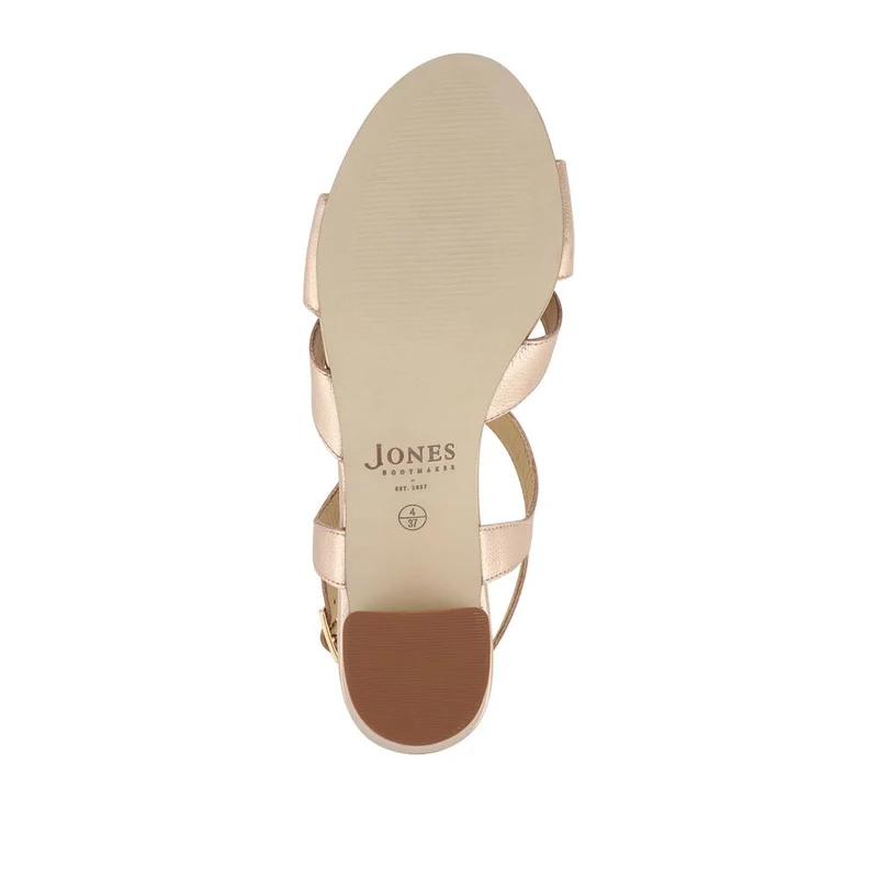 Glory Leather Slingback Block Heel Sandals - GLORY / 329 034 - Metallic Beige