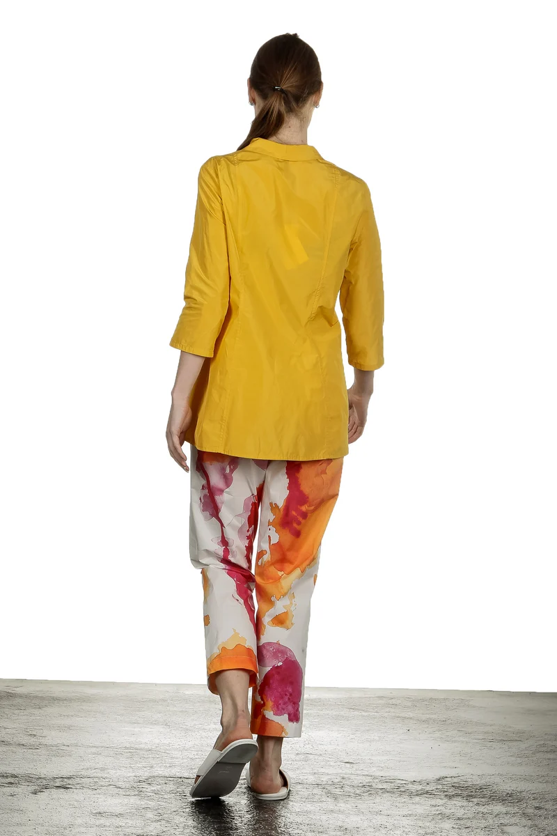 Katharina Hovman Damen Bluse mit Schalkragen 3/4 Arm gelb