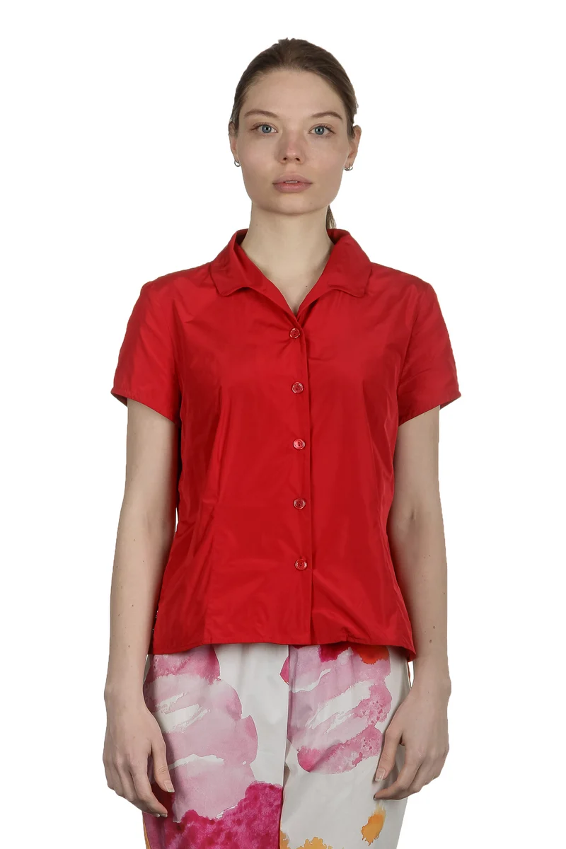 Katharina Hovman Damen Bluse mit Umlegekragen rot