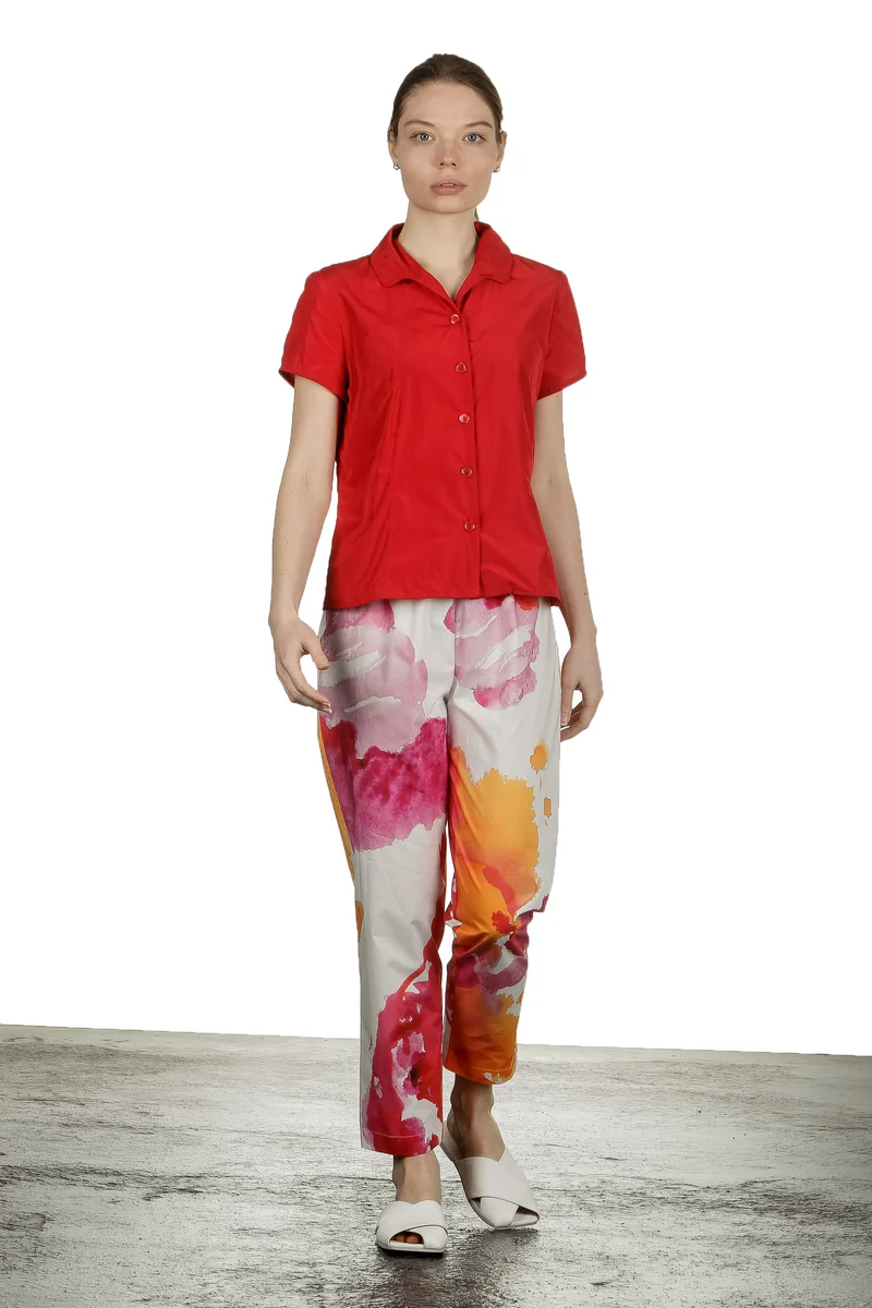 Katharina Hovman Damen Bluse mit Umlegekragen rot