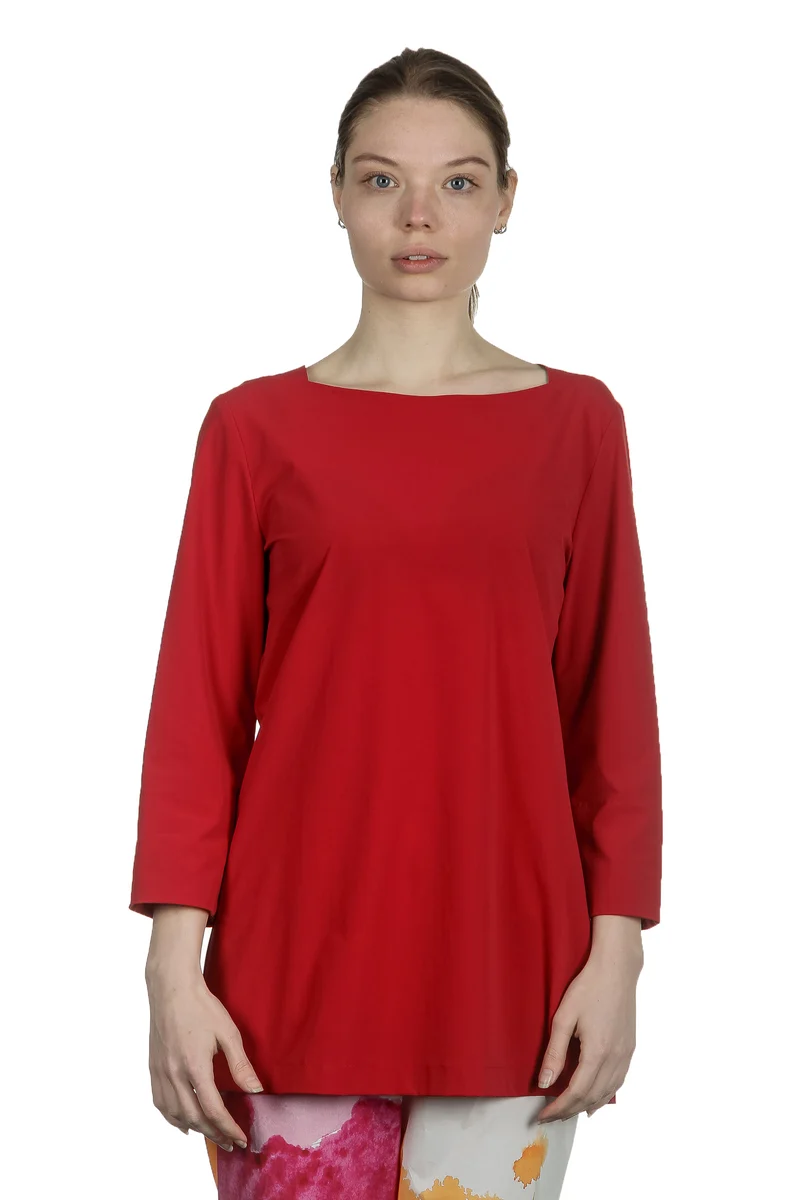 Katharina Hovman Damen Shirt in A-Linie mit 3/4 Arm rot