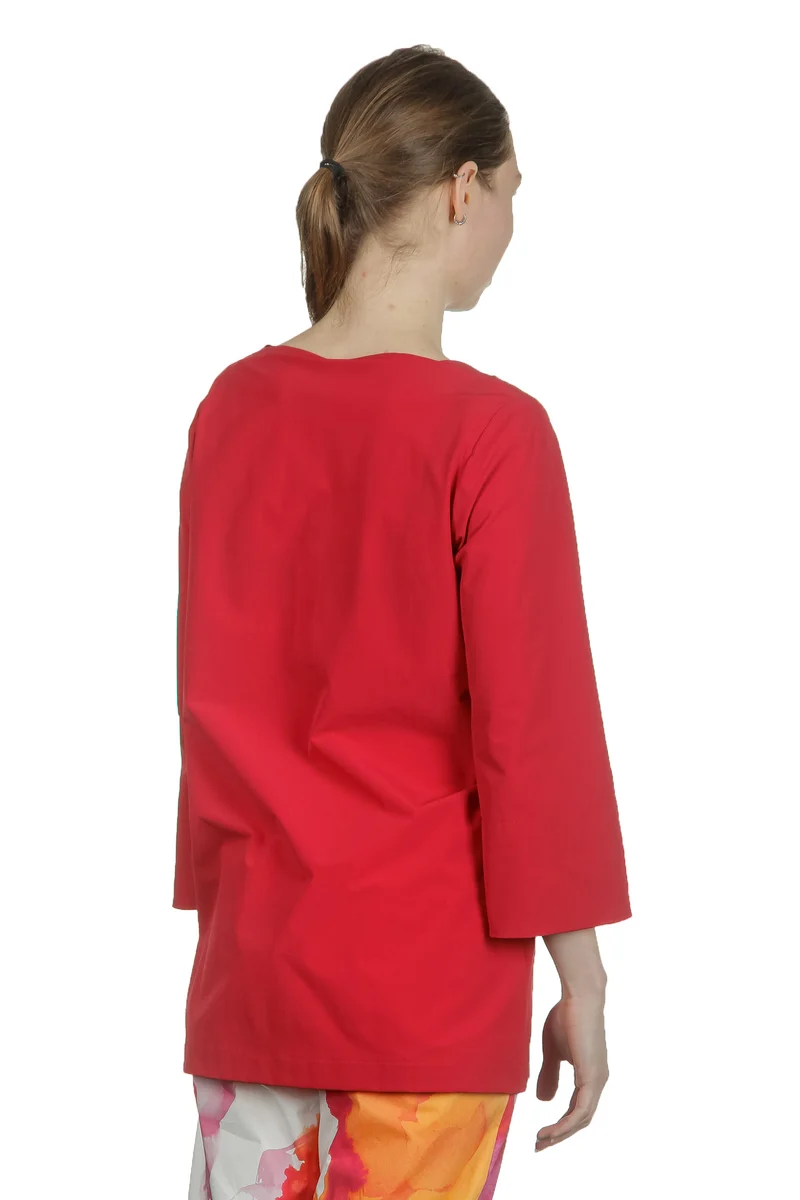 Katharina Hovman Damen Shirt in A-Linie mit 3/4 Arm rot