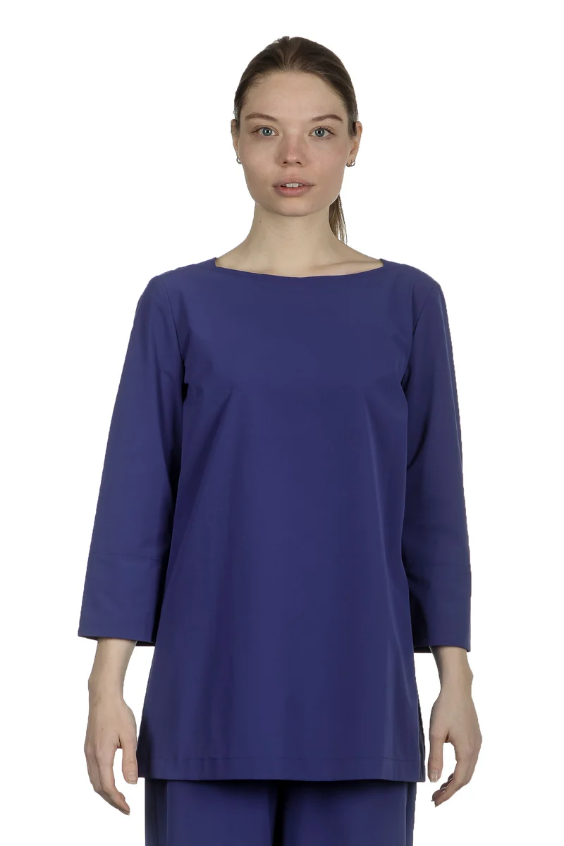 Katharina Hovman Damen Shirt in A-Linie mit 3/4 Arm blau