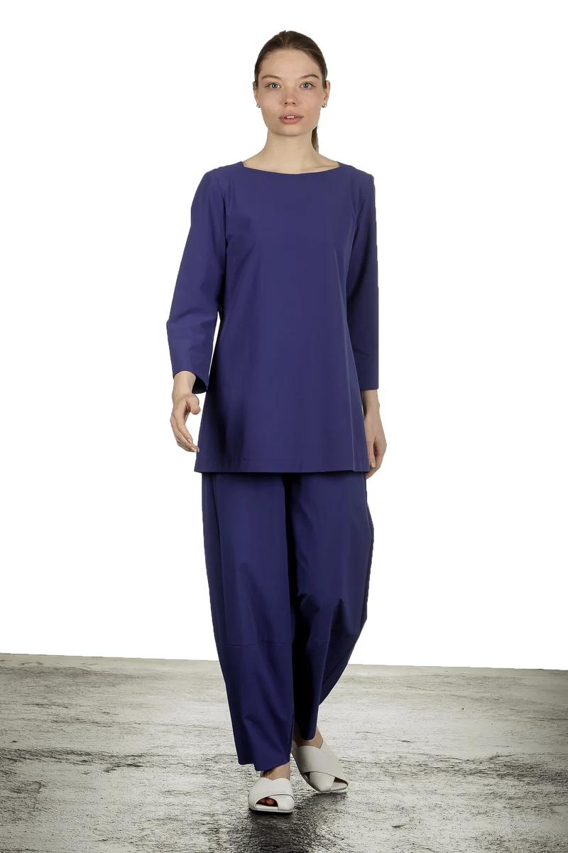 Katharina Hovman Damen Shirt in A-Linie mit 3/4 Arm blau