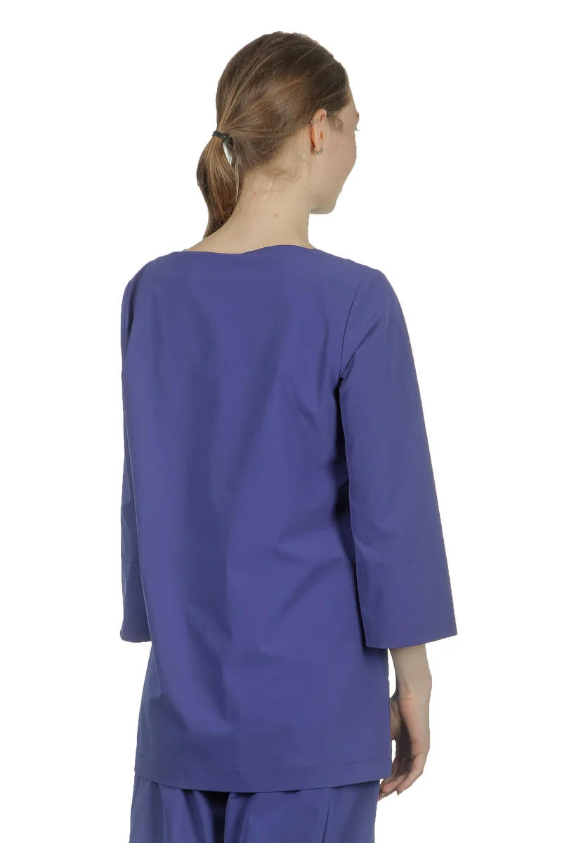 Katharina Hovman Damen Shirt in A-Linie mit 3/4 Arm blau