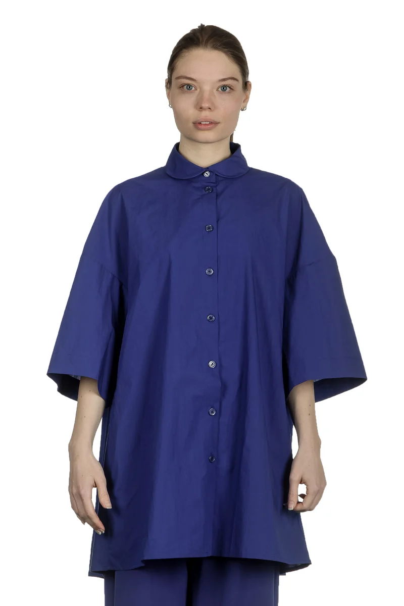 Katharina Hovman Damen Oversized Hemdbluse blau