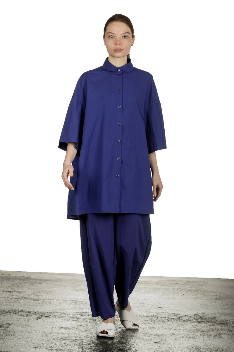 Katharina Hovman Damen Oversized Hemdbluse blau