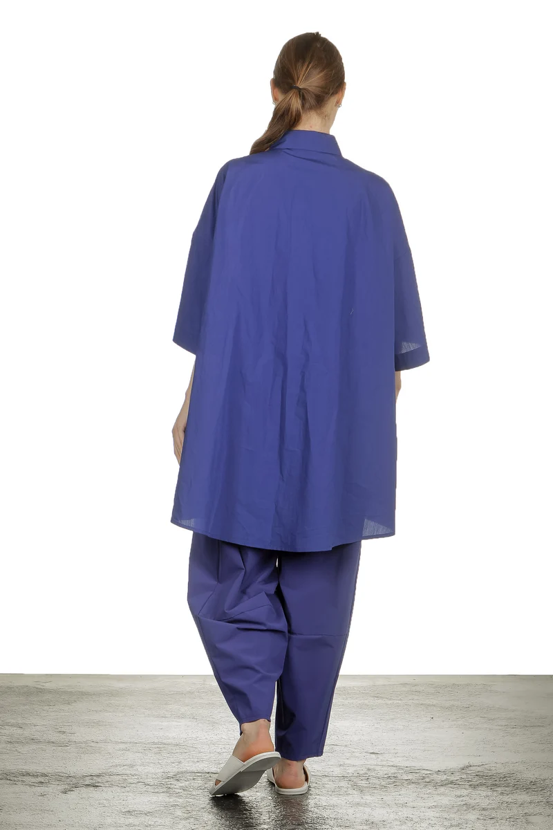 Katharina Hovman Damen Oversized Hemdbluse blau