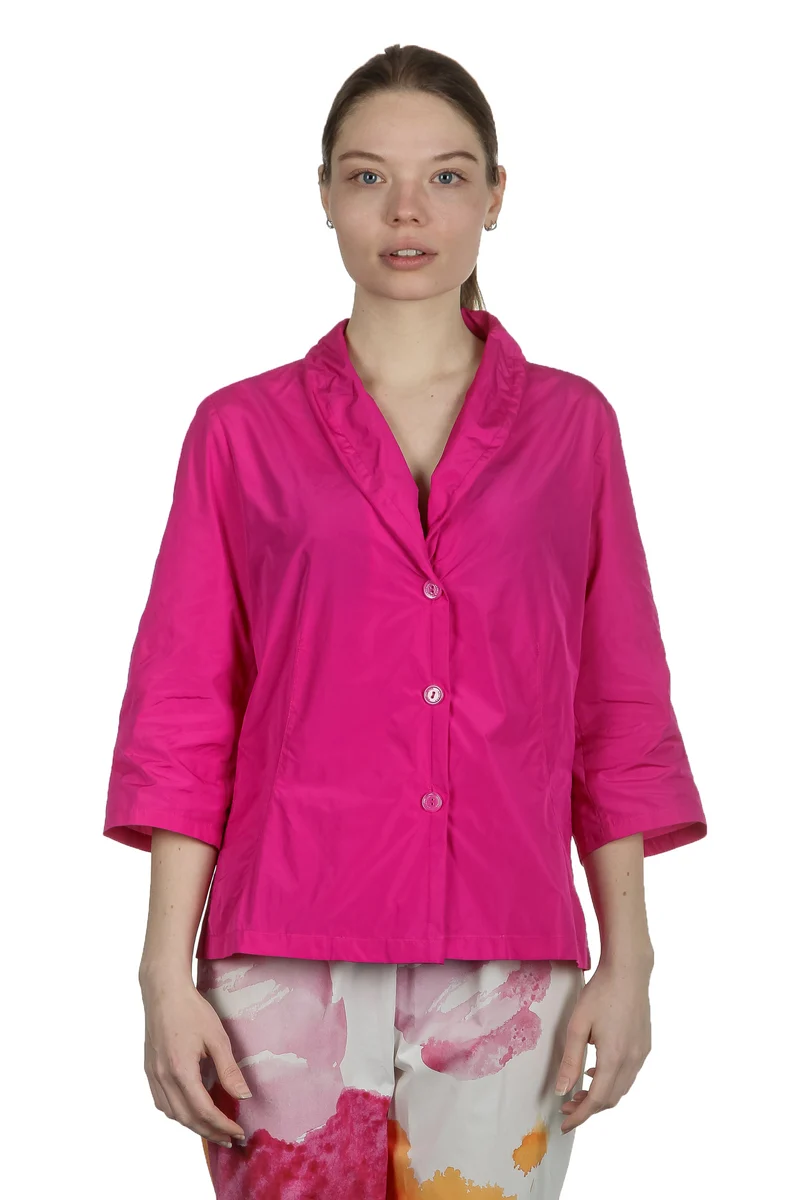 Katharina Hovman Damen Taft Bluse mit Schalkragen pink
