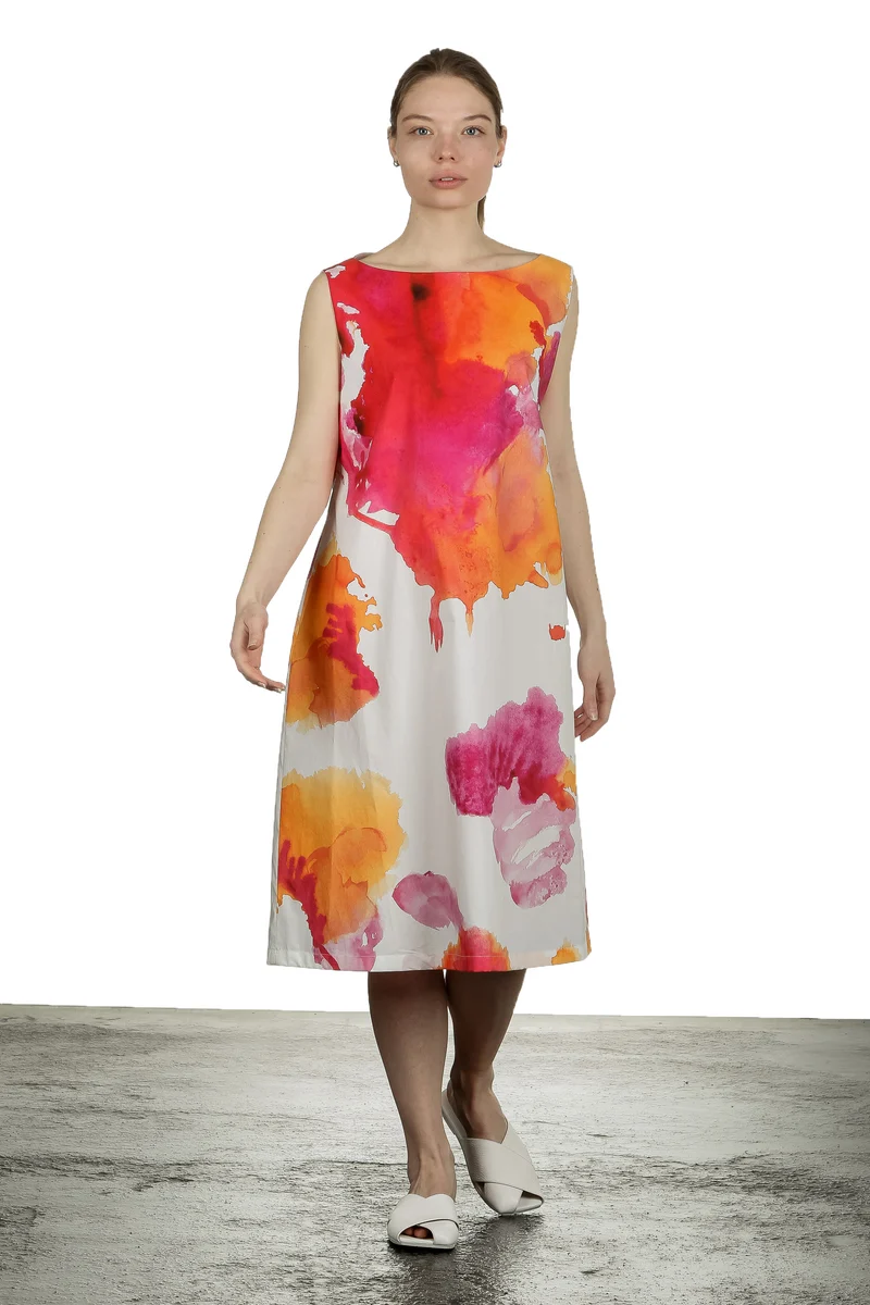 Katharina Hovman Damen A-Linien Kleid mit Print mehrfarbig
