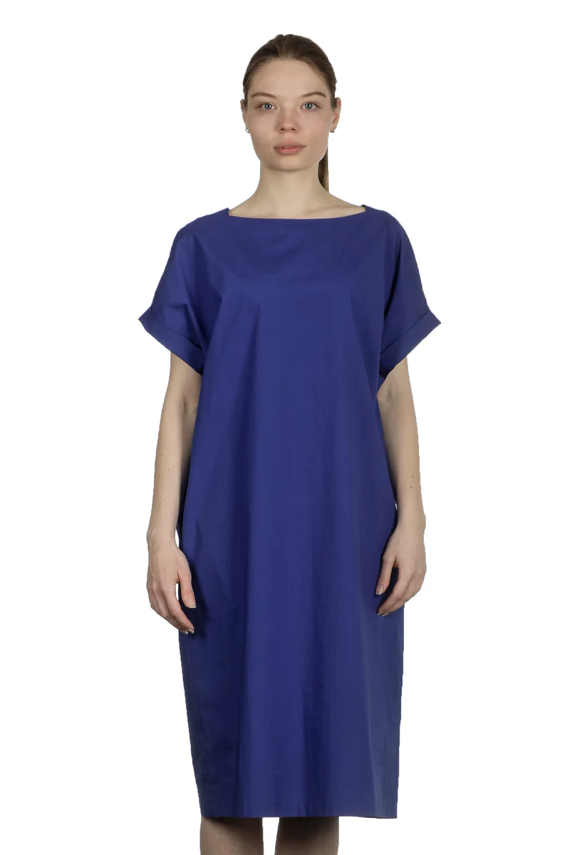 Katharina Hovman Damen Kleid mit kurzen Ämeln blau