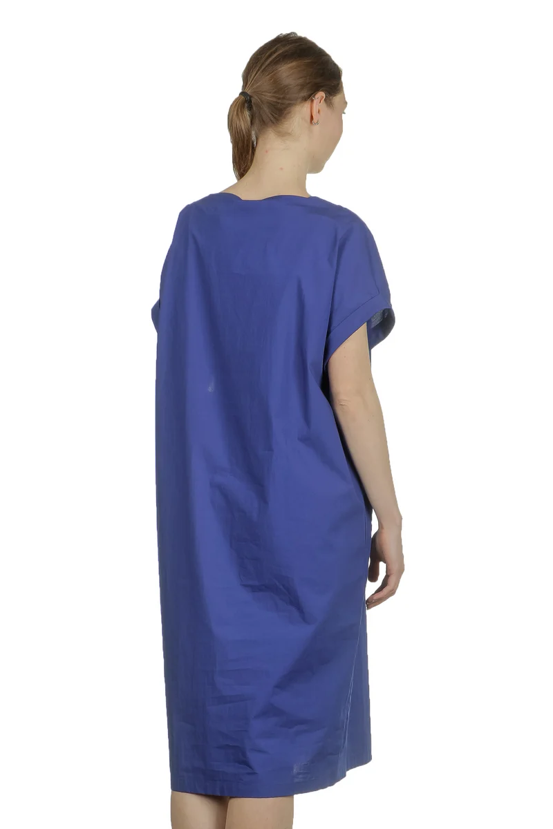 Katharina Hovman Damen Kleid mit kurzen Ämeln blau