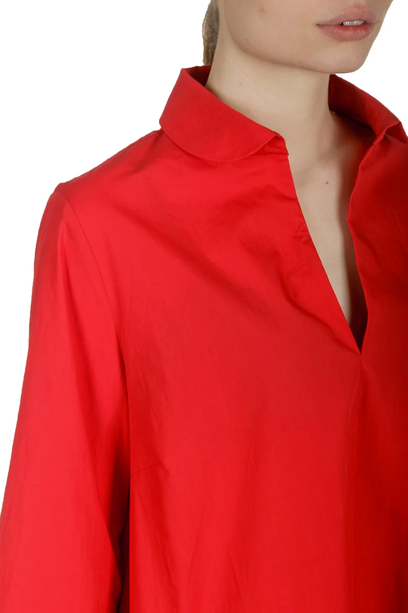 Katharina Hovman Damen Kleid in A-Linie mit Umlegekragen rot