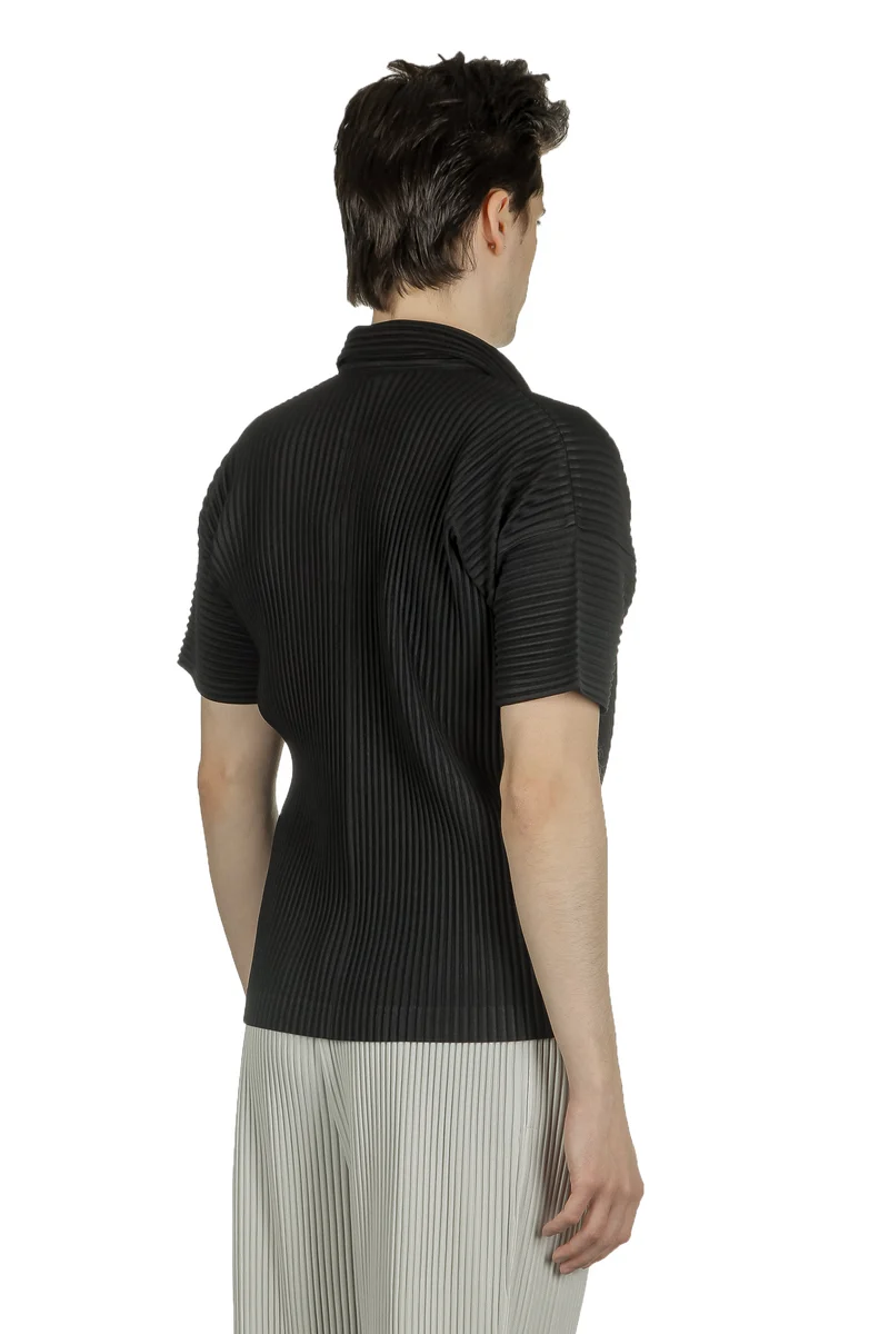 Homme Plissé Issey Miyake Herren Poloshirt schwarz