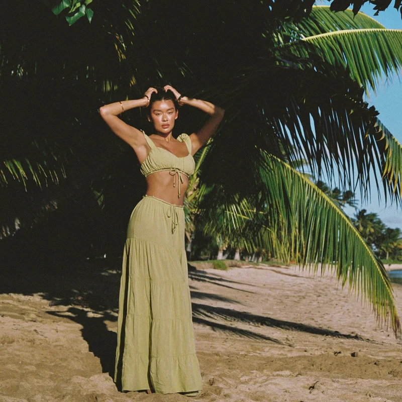 Gerüschtes Bralette (Set) - Gewaschene Limone