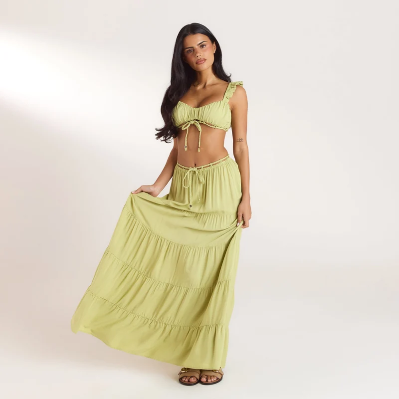 Gerüschtes Bralette (Set) - Gewaschene Limone