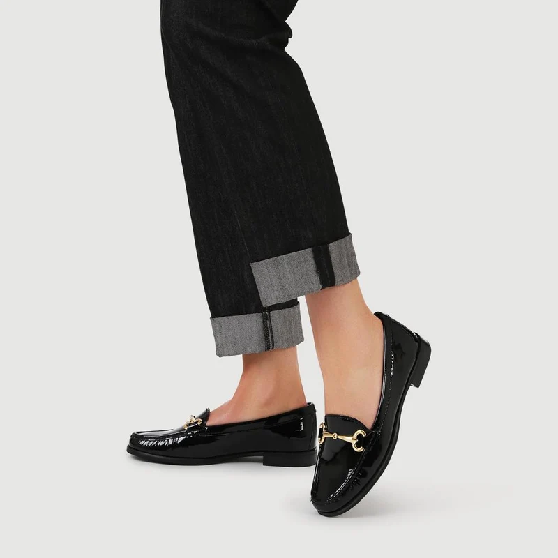 Lorella Leather Heeled Loafers - LORELLA / 327 456 - Black Patent