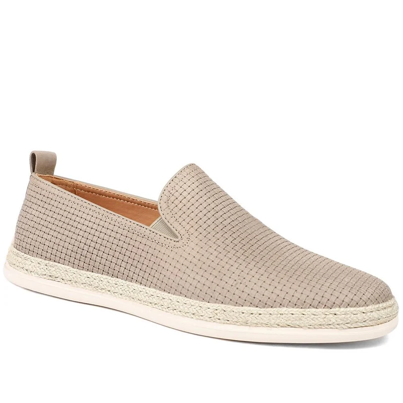 Quince Leather Espadrille Slip On Shoes - QUINCE / 328 788 - Sand Nubuck