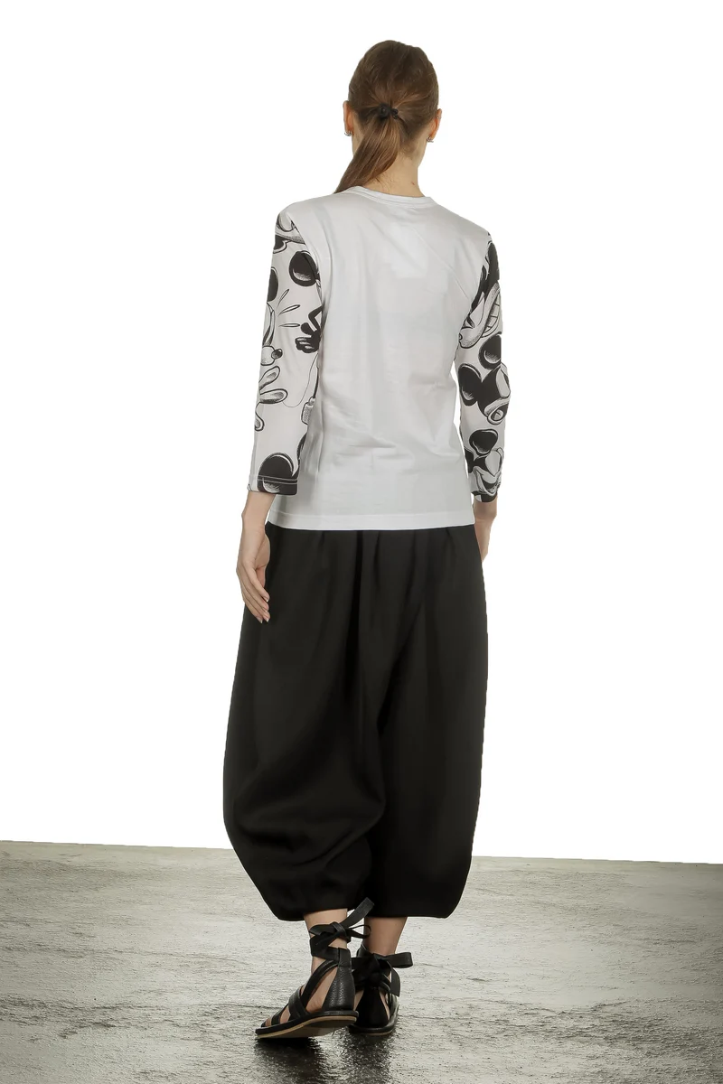 Comme Des Garçons Damen Langarmshirt mit Mickey-Maus-Print schwarz weiß