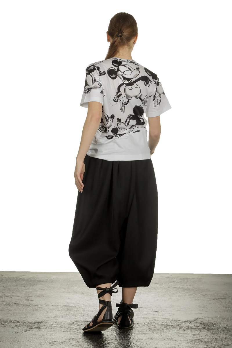 Comme Des Garçons Damen T-Shirt mit Mickey-Maus-Print schwarz weiß