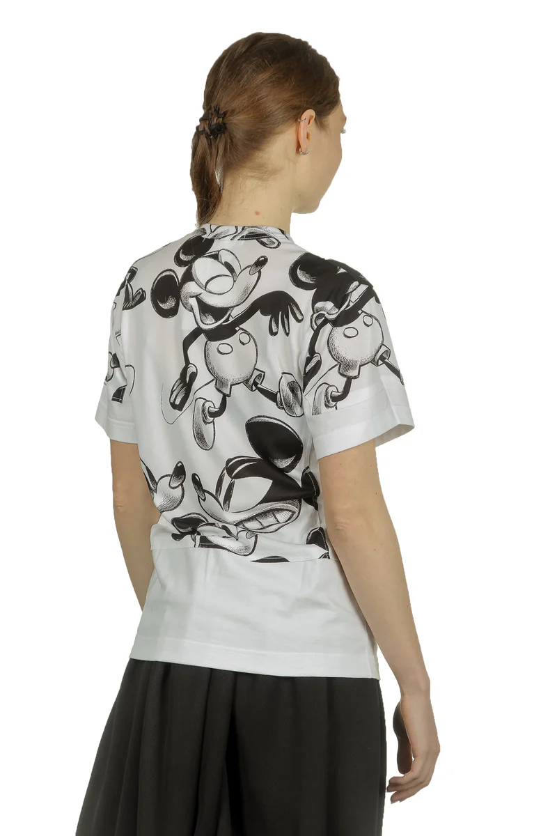 Comme Des Garçons Damen T-Shirt mit Mickey-Maus-Print schwarz weiß
