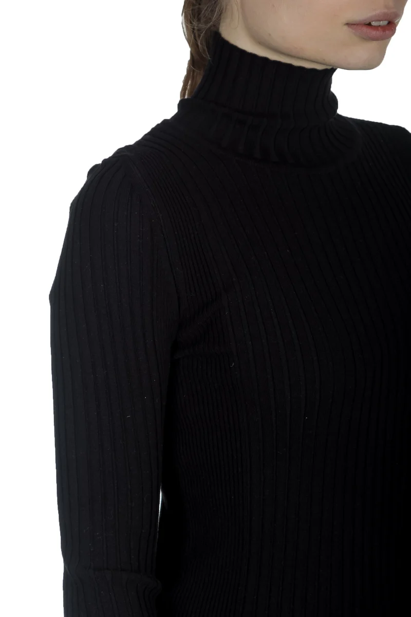 Paco Rabanne Damen gerippter Rollkragenpullover schwarz