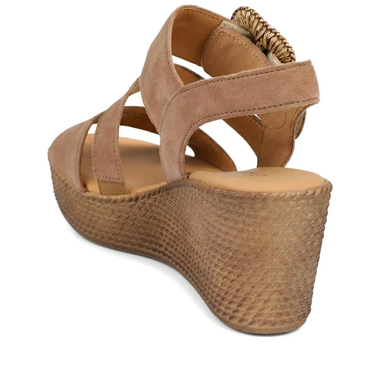 Gabor Embrace Leather Buckled Espadrilles - GAB43521 / 328 870 - Taupe