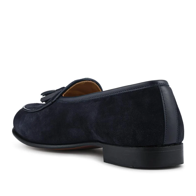 Camillo Smart Leather Tasselled Loafers - CAMILLO / 328 813 - Navy Suede